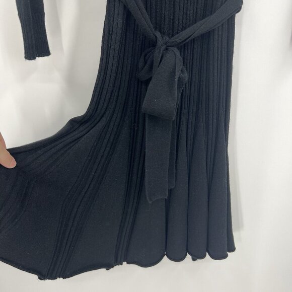 BCBGMAXAZRIA Black Turtleneck Belted Wool Fit & Flare Dress Size XS Career Work - Picture 2 of 5